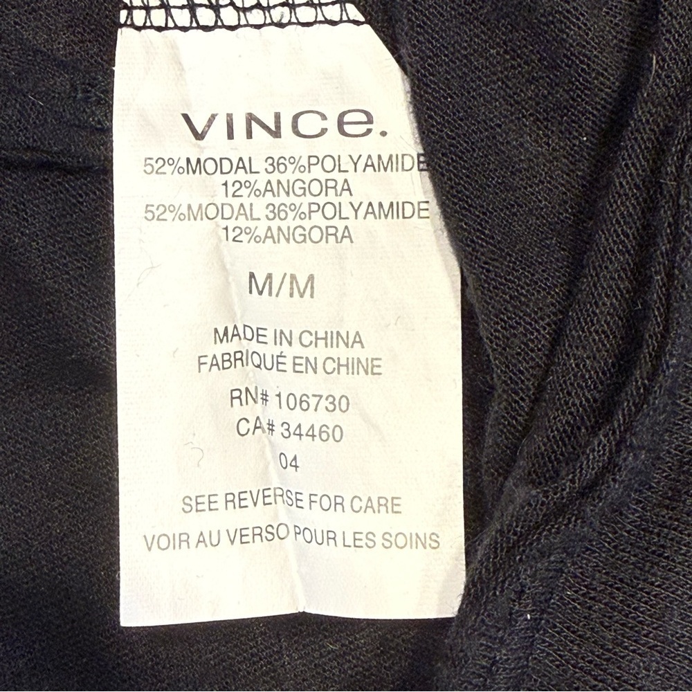 Vince Angora Modal Black Top Raw Hem - Picture 3 of 8